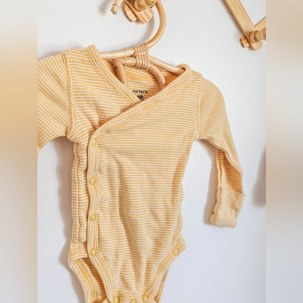 Carter's Long Sleeve Yellow Wrap Bodysuit (NB)